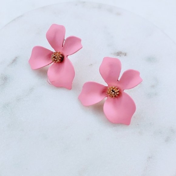 5 for $25 Pink Color Flower Statement Earrings - Picture 2 of 5